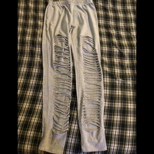 Light gray ripped leggings